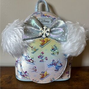 Disney Parks Loungefly Mickey & Friends Winter Wonderland Mini Backpack NEW